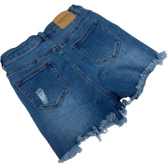 MONKEY RIDE High Rise Distressed Denim Jean Shorts - Picture 4 of 7